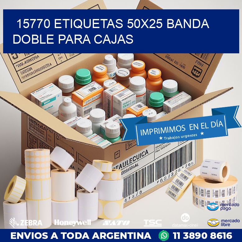 15770 ETIQUETAS 50X25 BANDA DOBLE PARA CAJAS