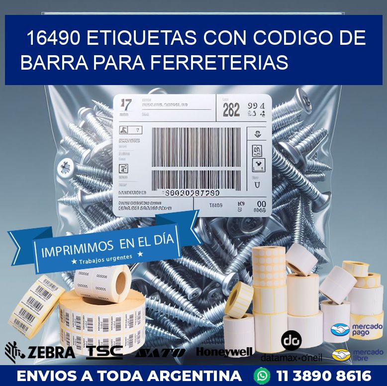 16490 ETIQUETAS CON CODIGO DE BARRA PARA FERRETERIAS