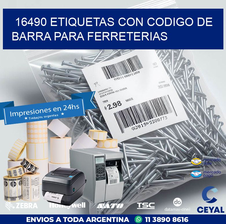 16490 ETIQUETAS CON CODIGO DE BARRA PARA FERRETERIAS
