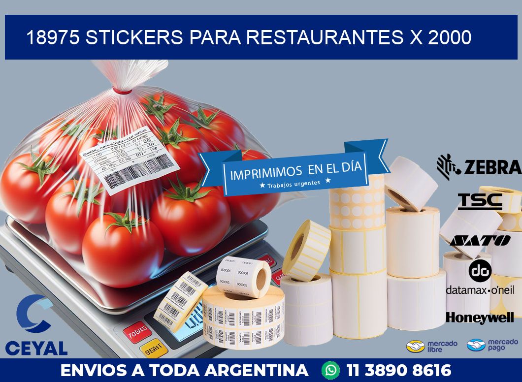 18975 STICKERS PARA RESTAURANTES X 2000