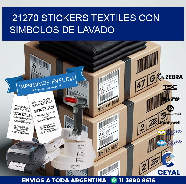 21270 STICKERS TEXTILES CON SIMBOLOS DE LAVADO