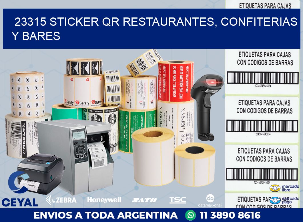 23315 STICKER QR RESTAURANTES, CONFITERIAS Y BARES