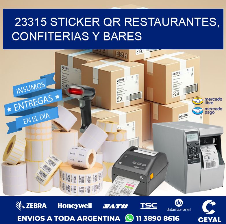 23315 STICKER QR RESTAURANTES, CONFITERIAS Y BARES
