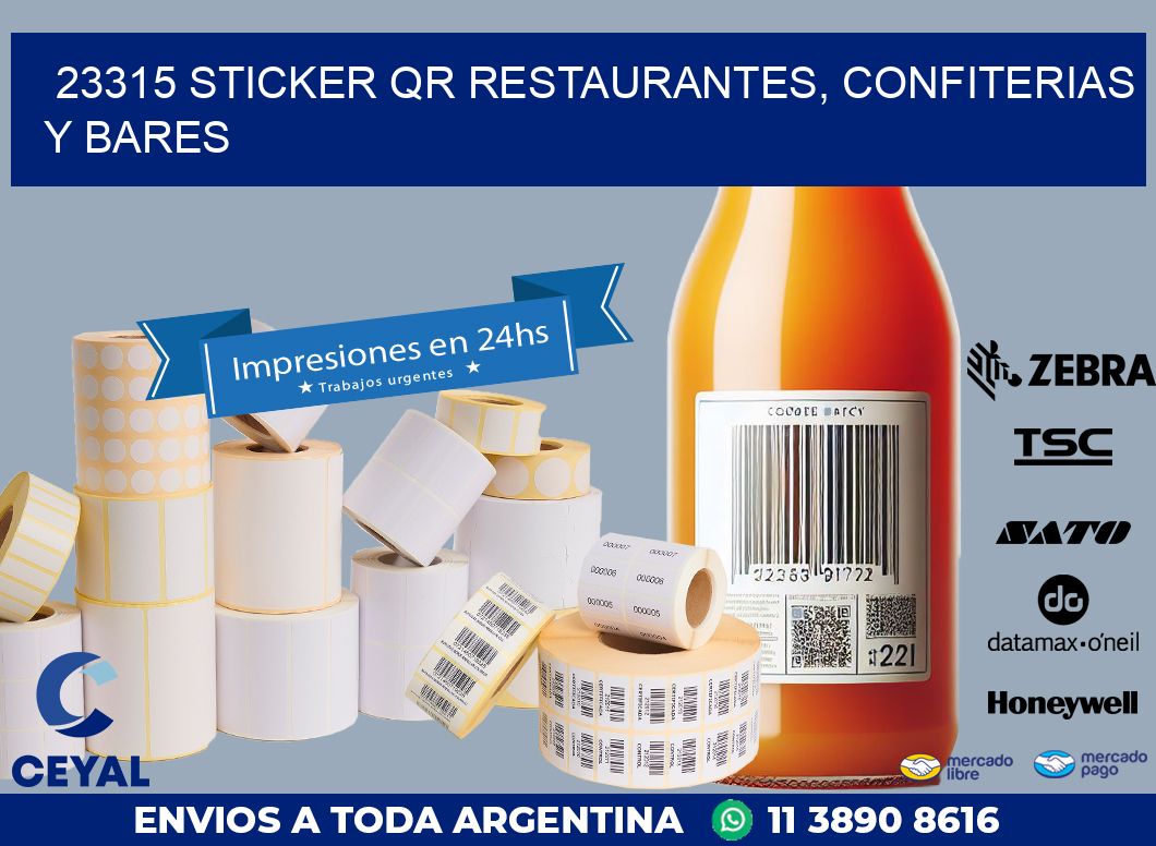 23315 STICKER QR RESTAURANTES, CONFITERIAS Y BARES