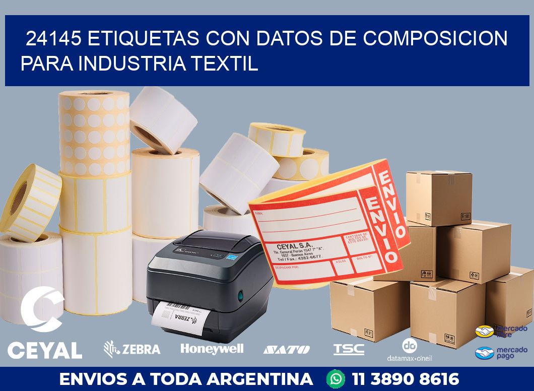 24145 ETIQUETAS CON DATOS DE COMPOSICION PARA INDUSTRIA TEXTIL