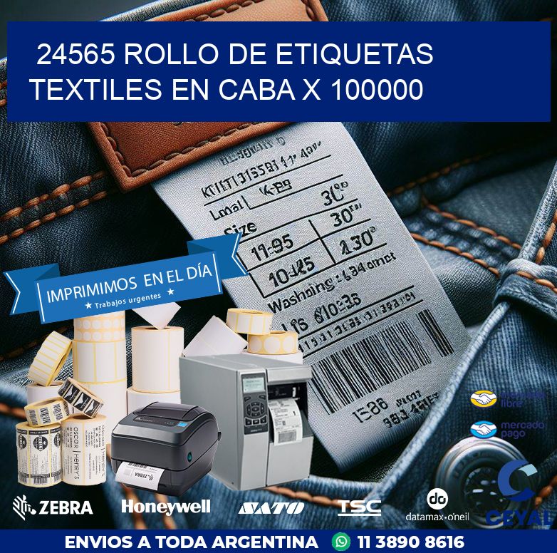 24565 ROLLO DE ETIQUETAS TEXTILES EN CABA X 100000