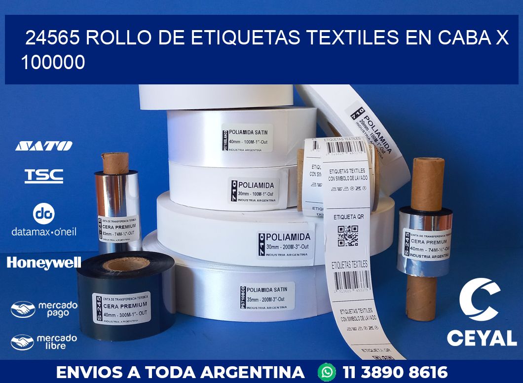 24565 ROLLO DE ETIQUETAS TEXTILES EN CABA X 100000