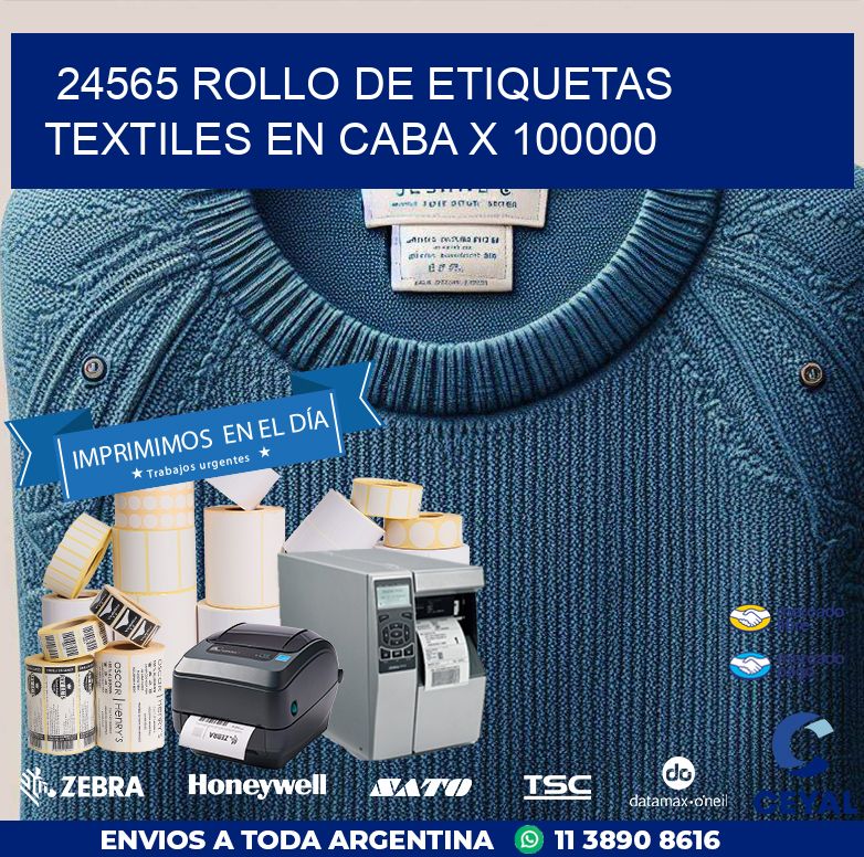 24565 ROLLO DE ETIQUETAS TEXTILES EN CABA X 100000