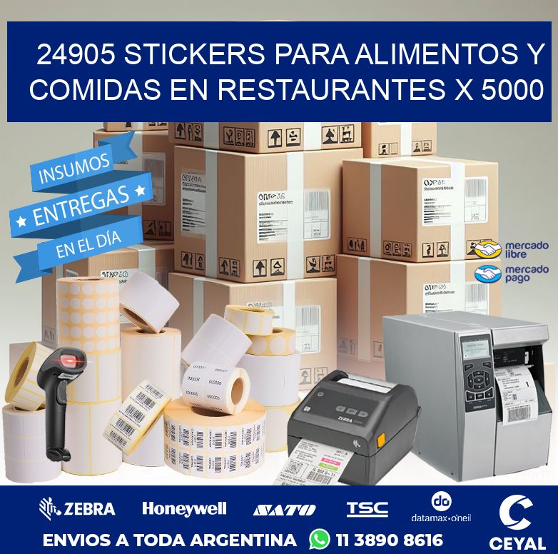 24905 STICKERS PARA ALIMENTOS Y COMIDAS EN RESTAURANTES X 5000