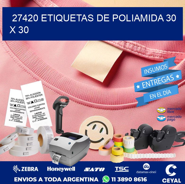 27420 ETIQUETAS DE POLIAMIDA 30 X 30