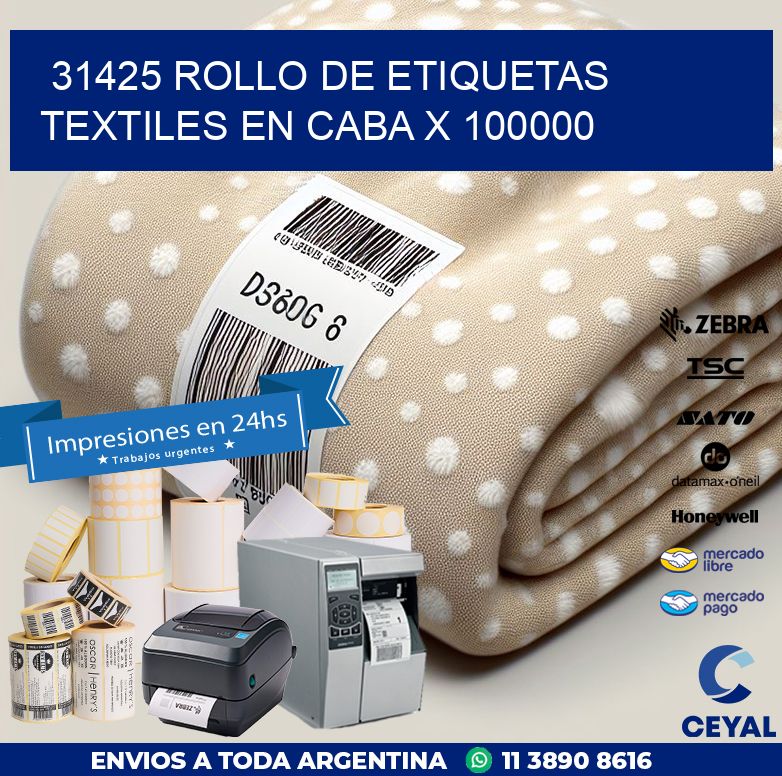 31425 ROLLO DE ETIQUETAS TEXTILES EN CABA X 100000