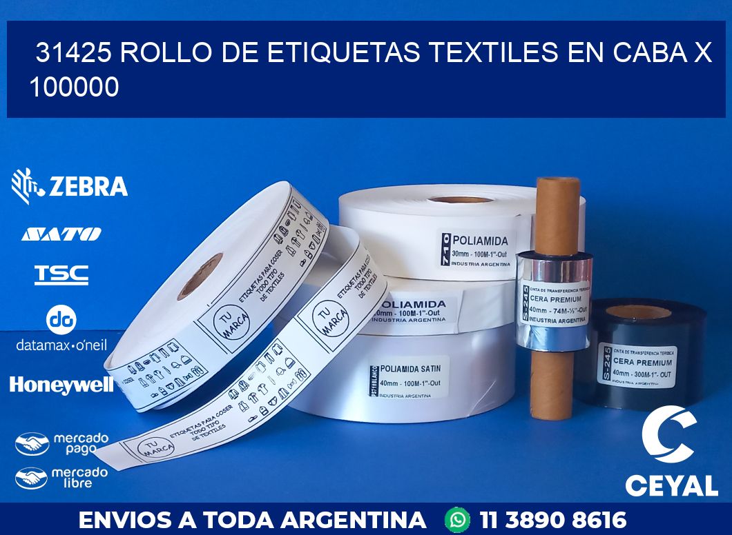 31425 ROLLO DE ETIQUETAS TEXTILES EN CABA X 100000