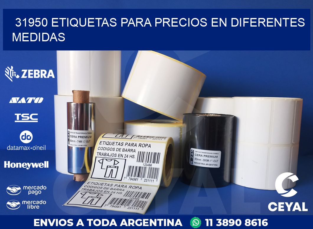 31950 ETIQUETAS PARA PRECIOS EN DIFERENTES MEDIDAS