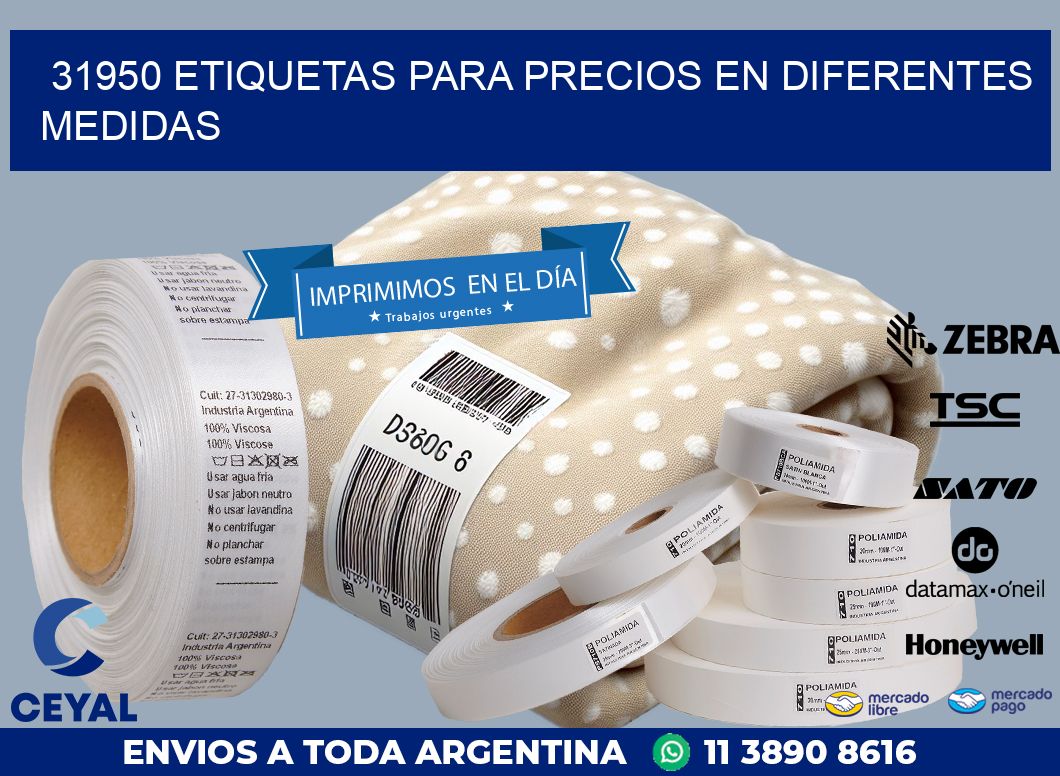 31950 ETIQUETAS PARA PRECIOS EN DIFERENTES MEDIDAS