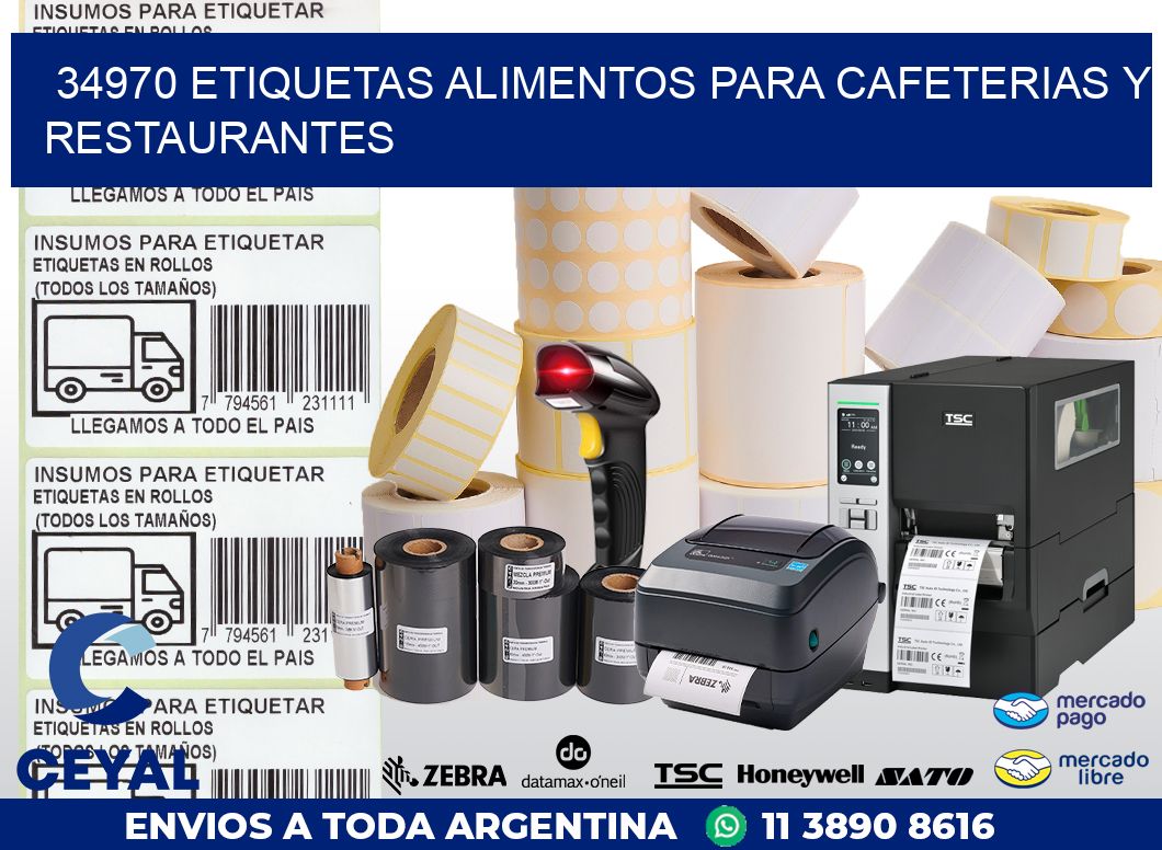 34970 ETIQUETAS ALIMENTOS PARA CAFETERIAS Y RESTAURANTES