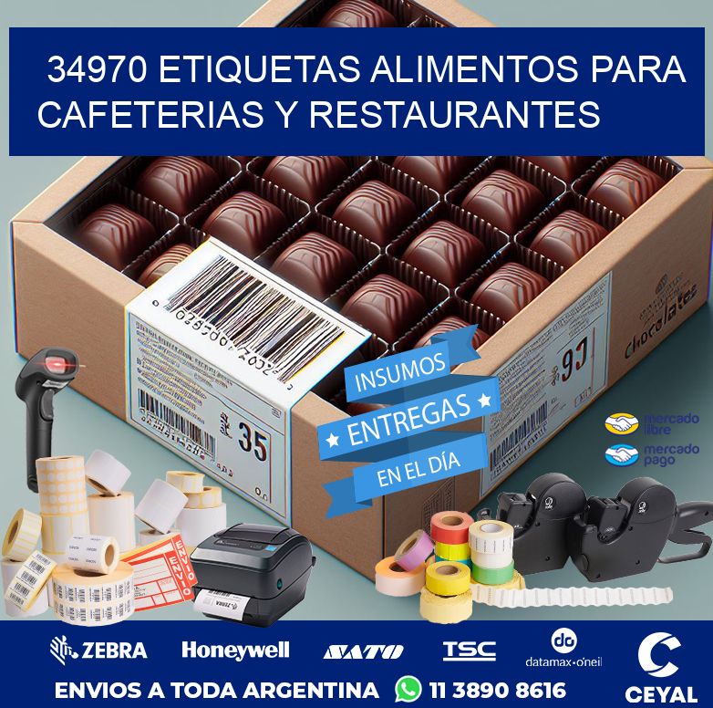 34970 ETIQUETAS ALIMENTOS PARA CAFETERIAS Y RESTAURANTES