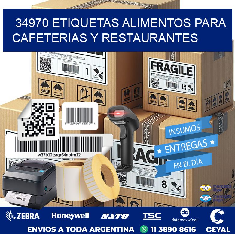 34970 ETIQUETAS ALIMENTOS PARA CAFETERIAS Y RESTAURANTES