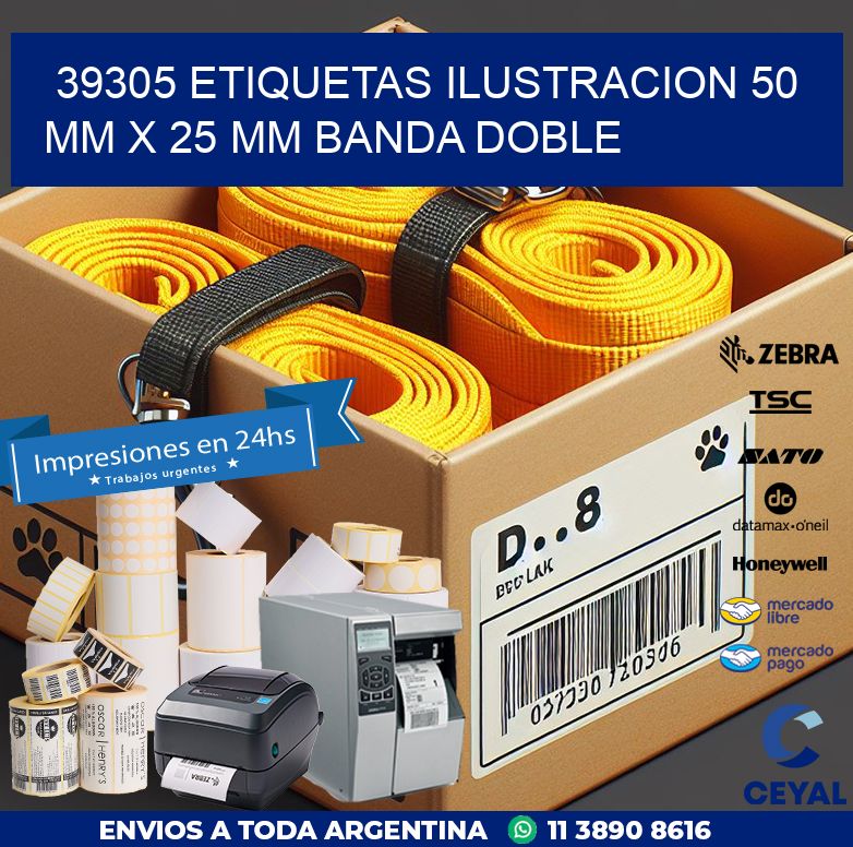 39305 ETIQUETAS ILUSTRACION 50 MM X 25 MM BANDA DOBLE