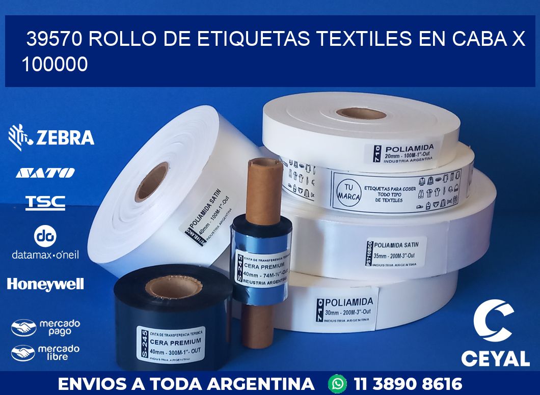 39570 ROLLO DE ETIQUETAS TEXTILES EN CABA X 100000
