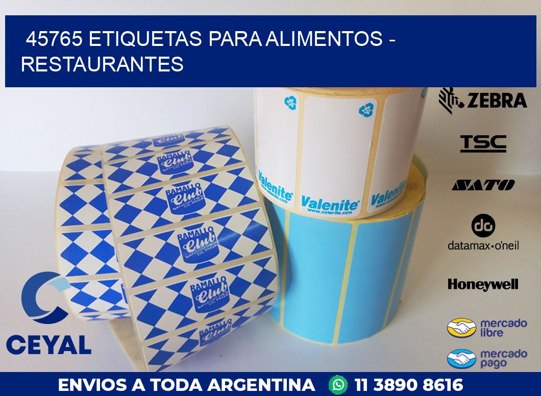 45765 ETIQUETAS PARA ALIMENTOS – RESTAURANTES