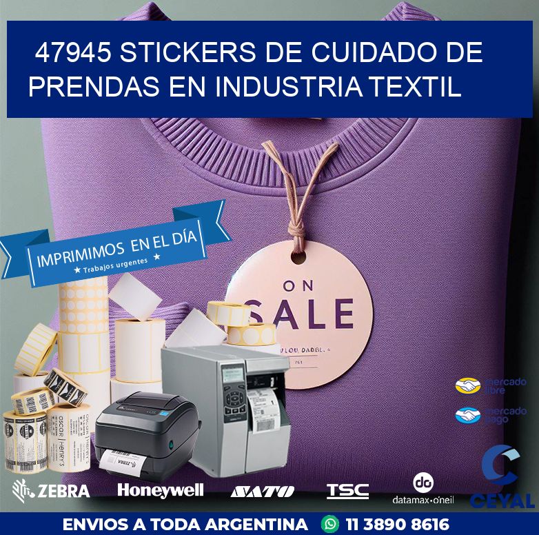 47945 STICKERS DE CUIDADO DE PRENDAS EN INDUSTRIA TEXTIL
