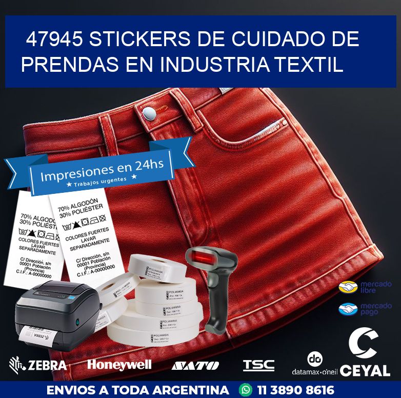 47945 STICKERS DE CUIDADO DE PRENDAS EN INDUSTRIA TEXTIL