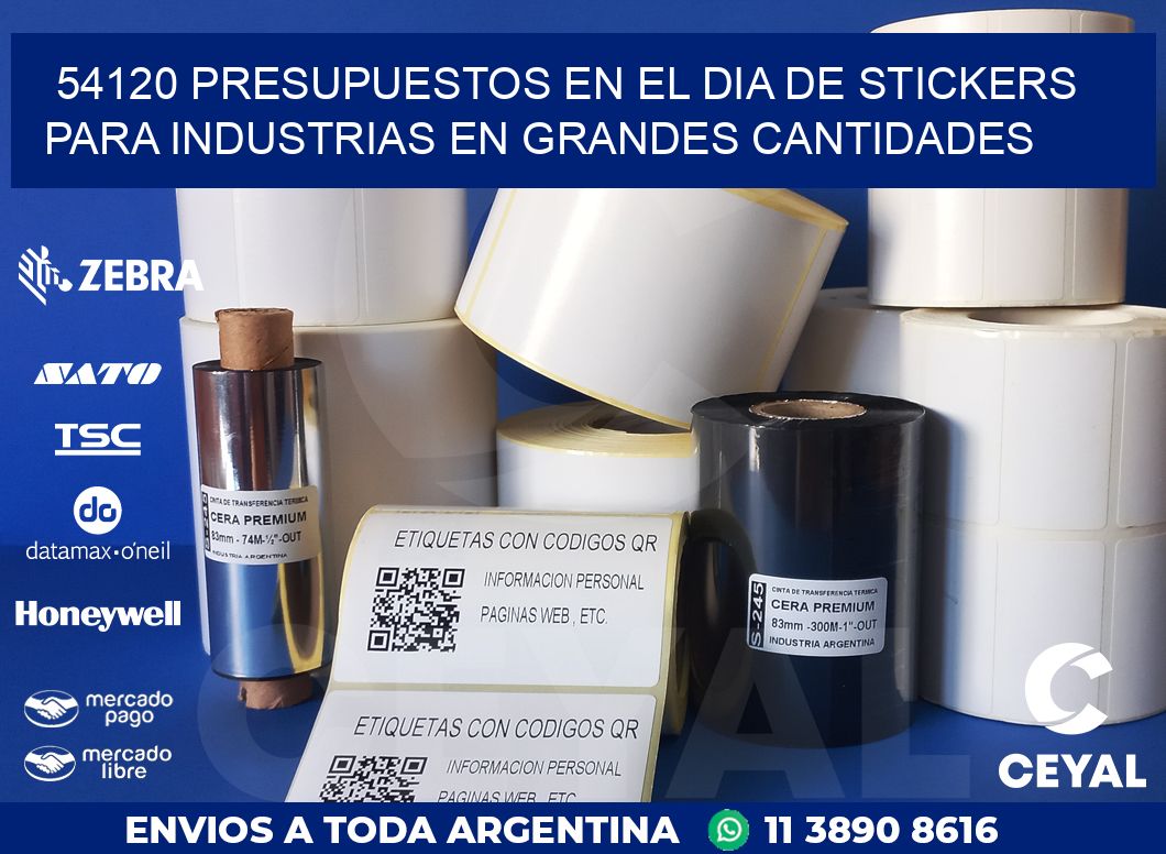 54120 PRESUPUESTOS EN EL DIA DE STICKERS PARA INDUSTRIAS EN GRANDES CANTIDADES