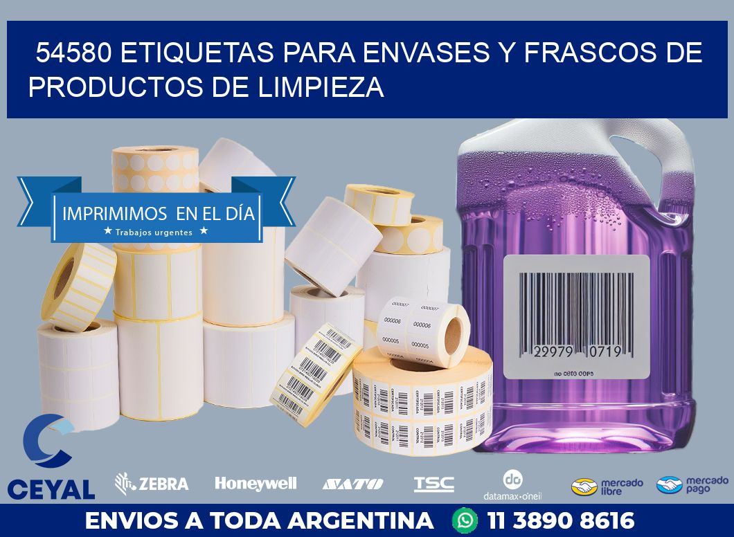 54580 ETIQUETAS PARA ENVASES Y FRASCOS DE PRODUCTOS DE LIMPIEZA