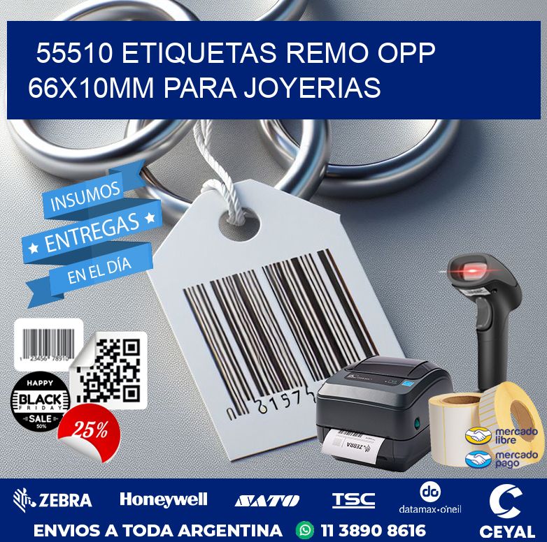 55510 ETIQUETAS REMO OPP 66X10MM PARA JOYERIAS