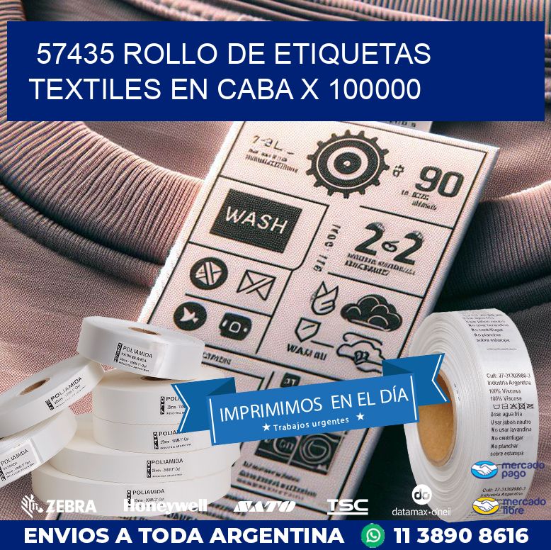 57435 ROLLO DE ETIQUETAS TEXTILES EN CABA X 100000