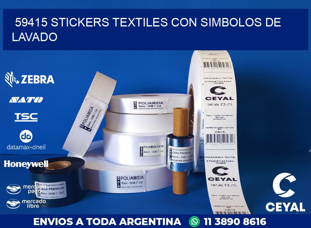 59415 STICKERS TEXTILES CON SIMBOLOS DE LAVADO