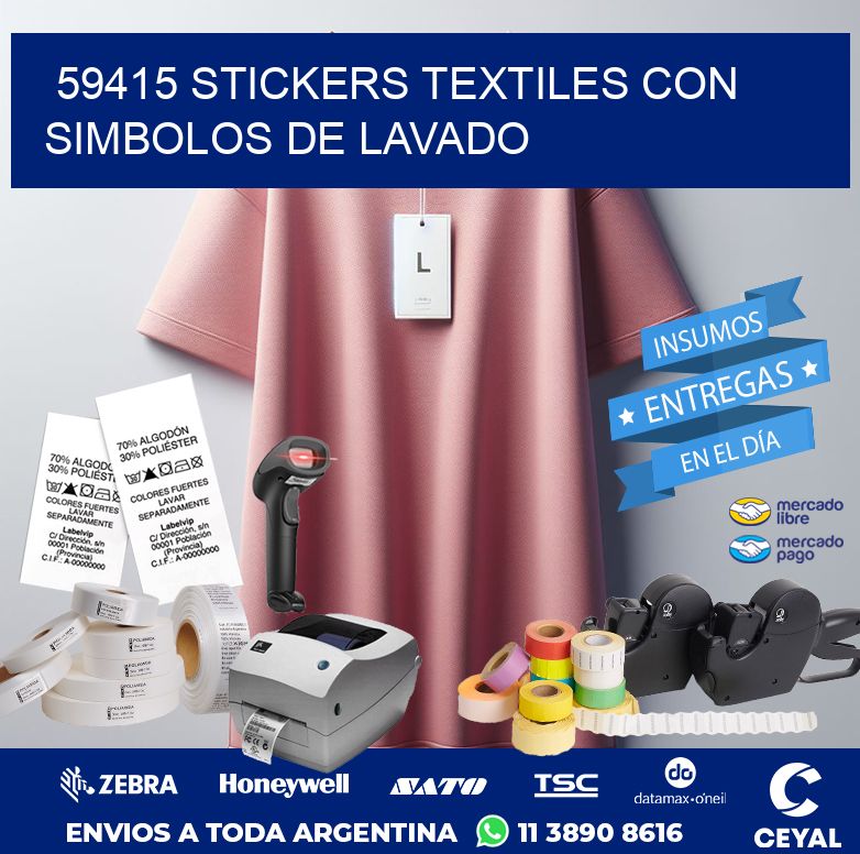 59415 STICKERS TEXTILES CON SIMBOLOS DE LAVADO