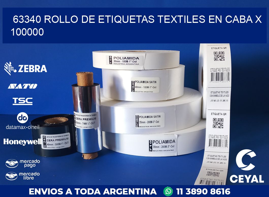63340 ROLLO DE ETIQUETAS TEXTILES EN CABA X 100000