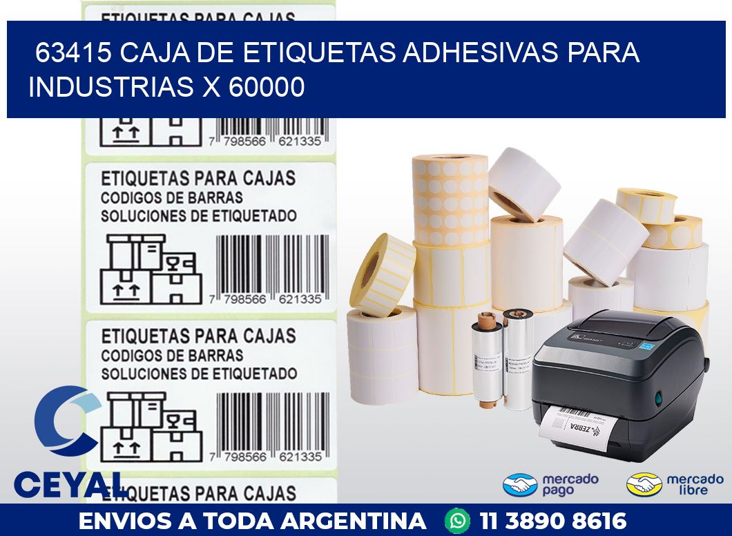 63415 CAJA DE ETIQUETAS ADHESIVAS PARA INDUSTRIAS X 60000