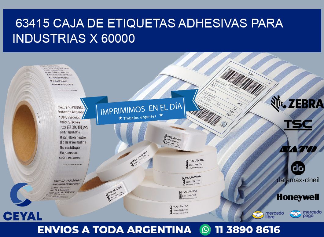 63415 CAJA DE ETIQUETAS ADHESIVAS PARA INDUSTRIAS X 60000