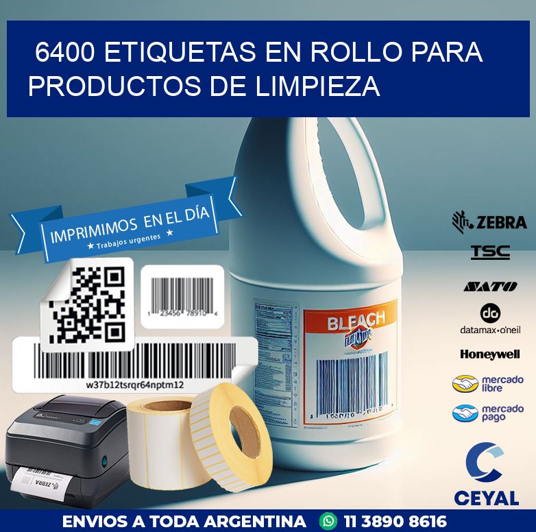 6400 ETIQUETAS EN ROLLO PARA PRODUCTOS DE LIMPIEZA