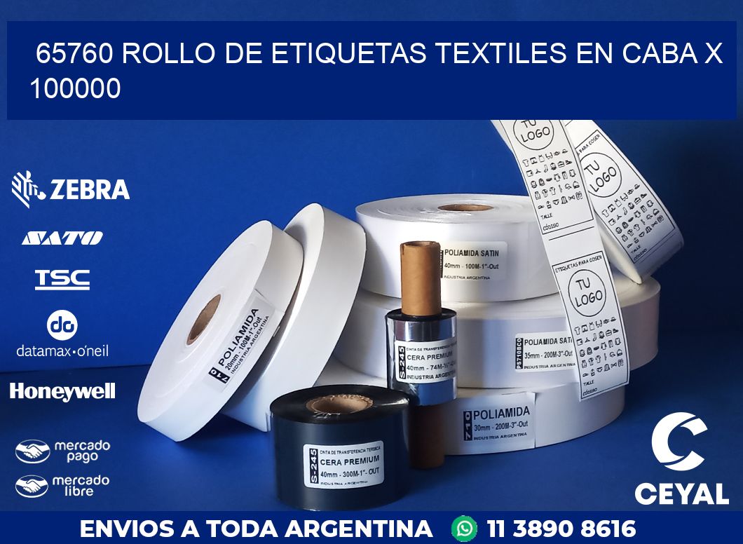 65760 ROLLO DE ETIQUETAS TEXTILES EN CABA X 100000