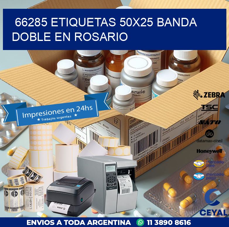 66285 ETIQUETAS 50X25 BANDA DOBLE EN ROSARIO
