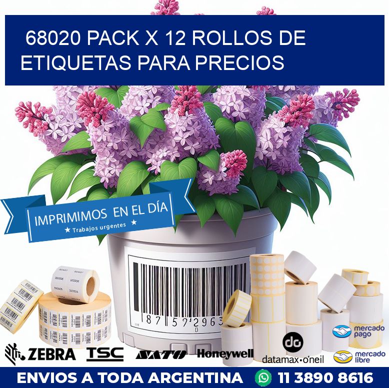 68020 PACK X 12 ROLLOS DE ETIQUETAS PARA PRECIOS