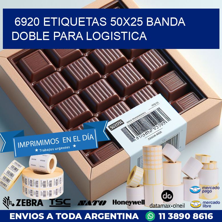 6920 ETIQUETAS 50X25 BANDA DOBLE PARA LOGISTICA