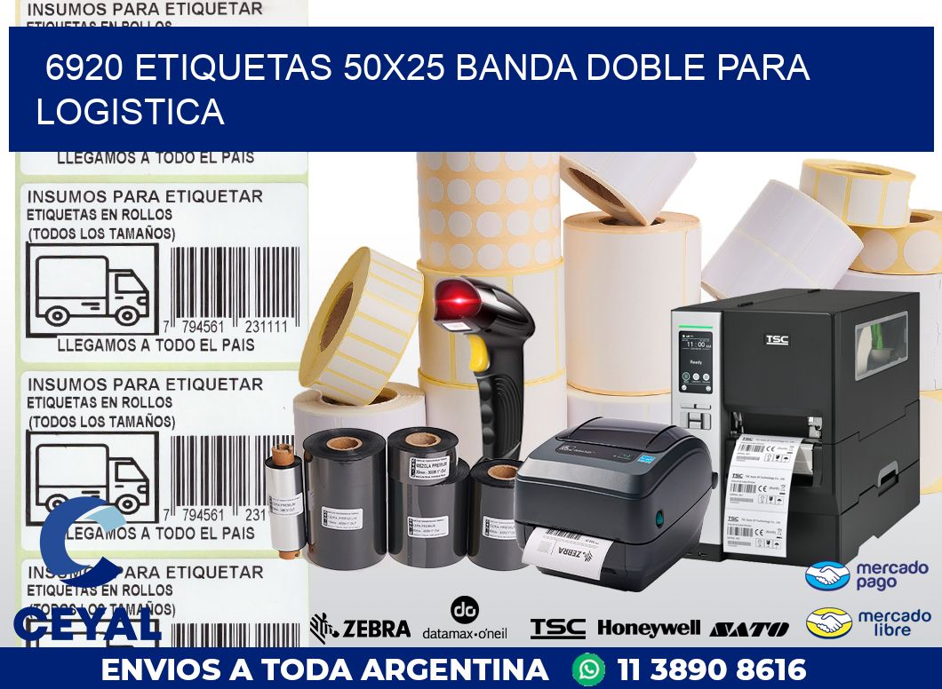 6920 ETIQUETAS 50X25 BANDA DOBLE PARA LOGISTICA