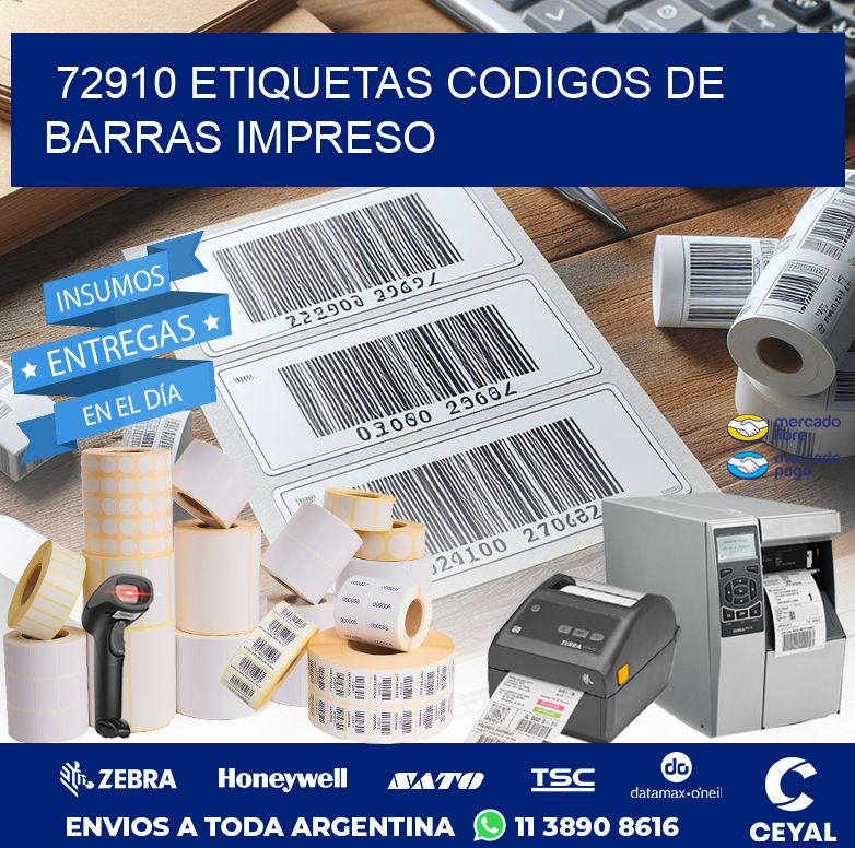 72910 ETIQUETAS CODIGOS DE BARRAS IMPRESO