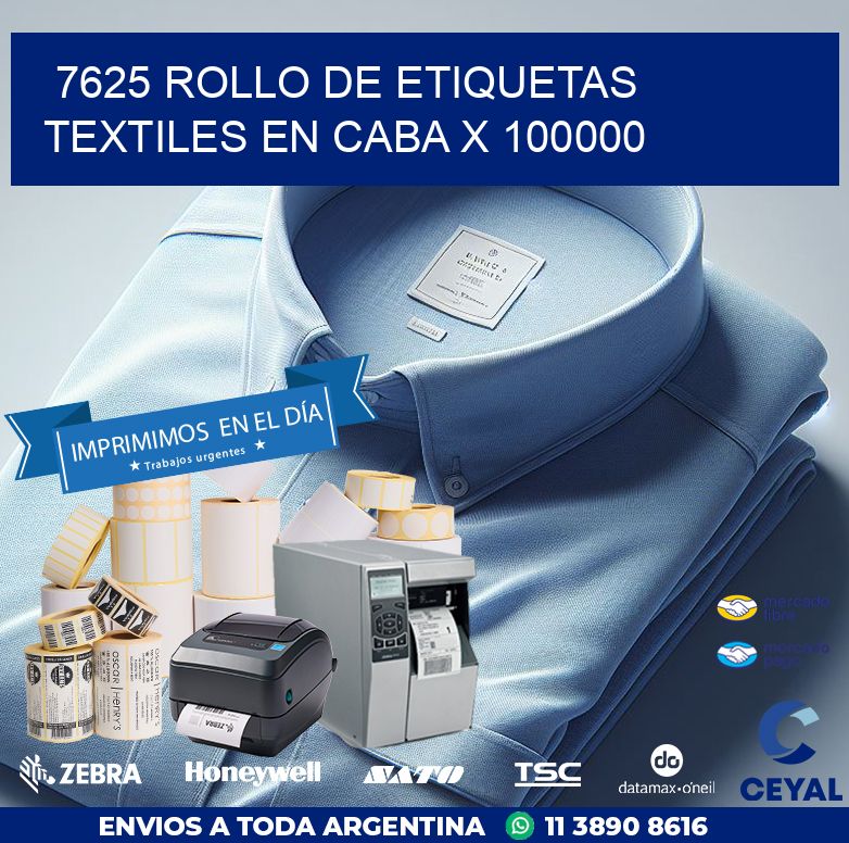 7625 ROLLO DE ETIQUETAS TEXTILES EN CABA X 100000