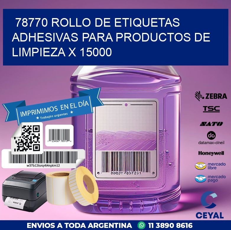 78770 ROLLO DE ETIQUETAS ADHESIVAS PARA PRODUCTOS DE LIMPIEZA X 15000