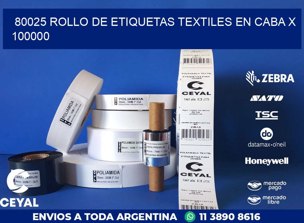 80025 ROLLO DE ETIQUETAS TEXTILES EN CABA X 100000