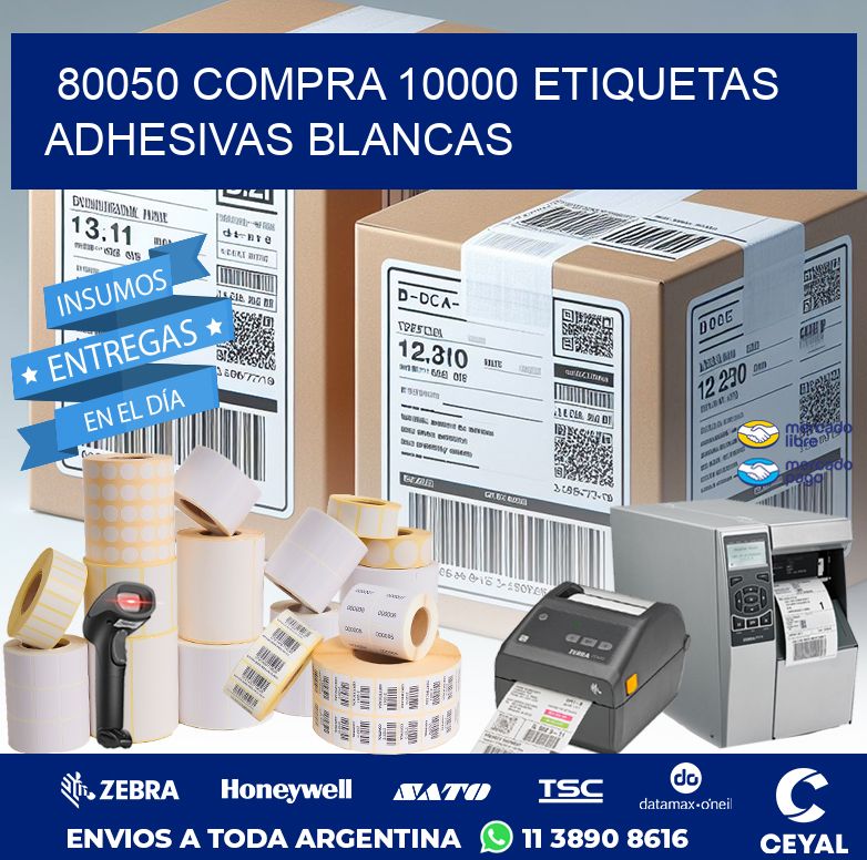 80050 COMPRA 10000 ETIQUETAS ADHESIVAS BLANCAS