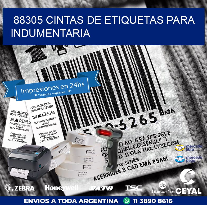 88305 CINTAS DE ETIQUETAS PARA INDUMENTARIA