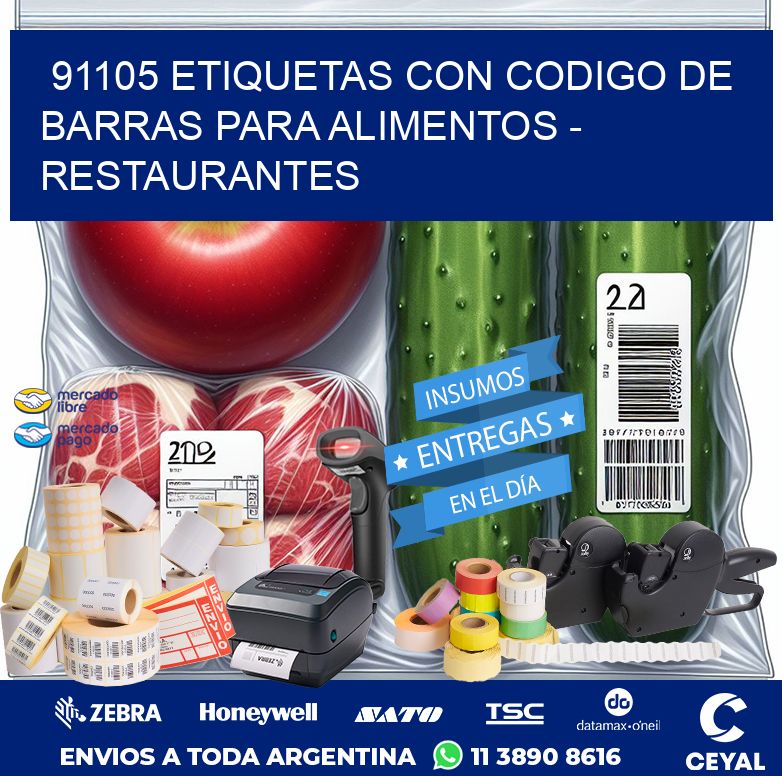 91105 ETIQUETAS CON CODIGO DE BARRAS PARA ALIMENTOS - RESTAURANTES