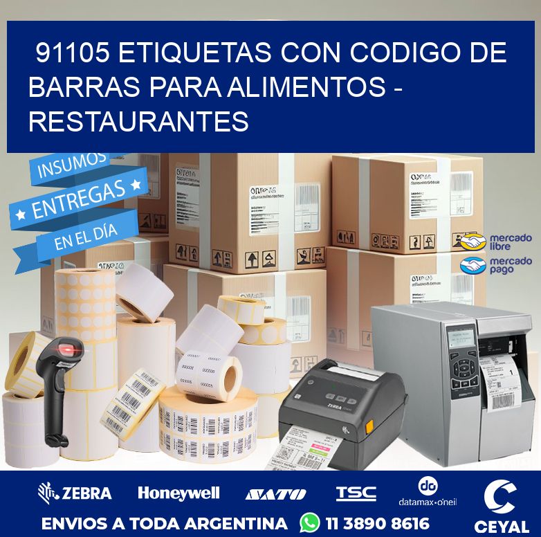 91105 ETIQUETAS CON CODIGO DE BARRAS PARA ALIMENTOS - RESTAURANTES