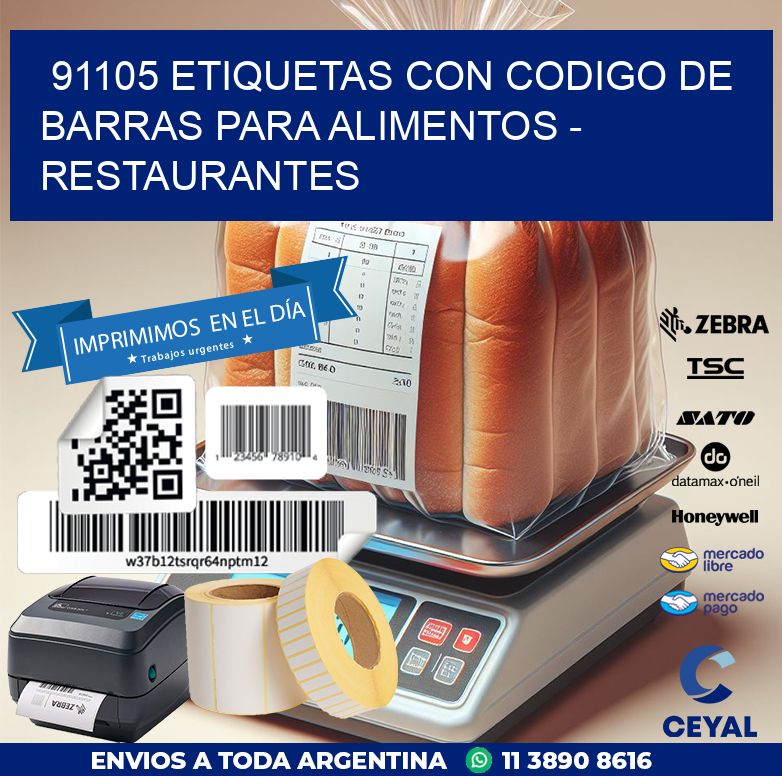 91105 ETIQUETAS CON CODIGO DE BARRAS PARA ALIMENTOS - RESTAURANTES